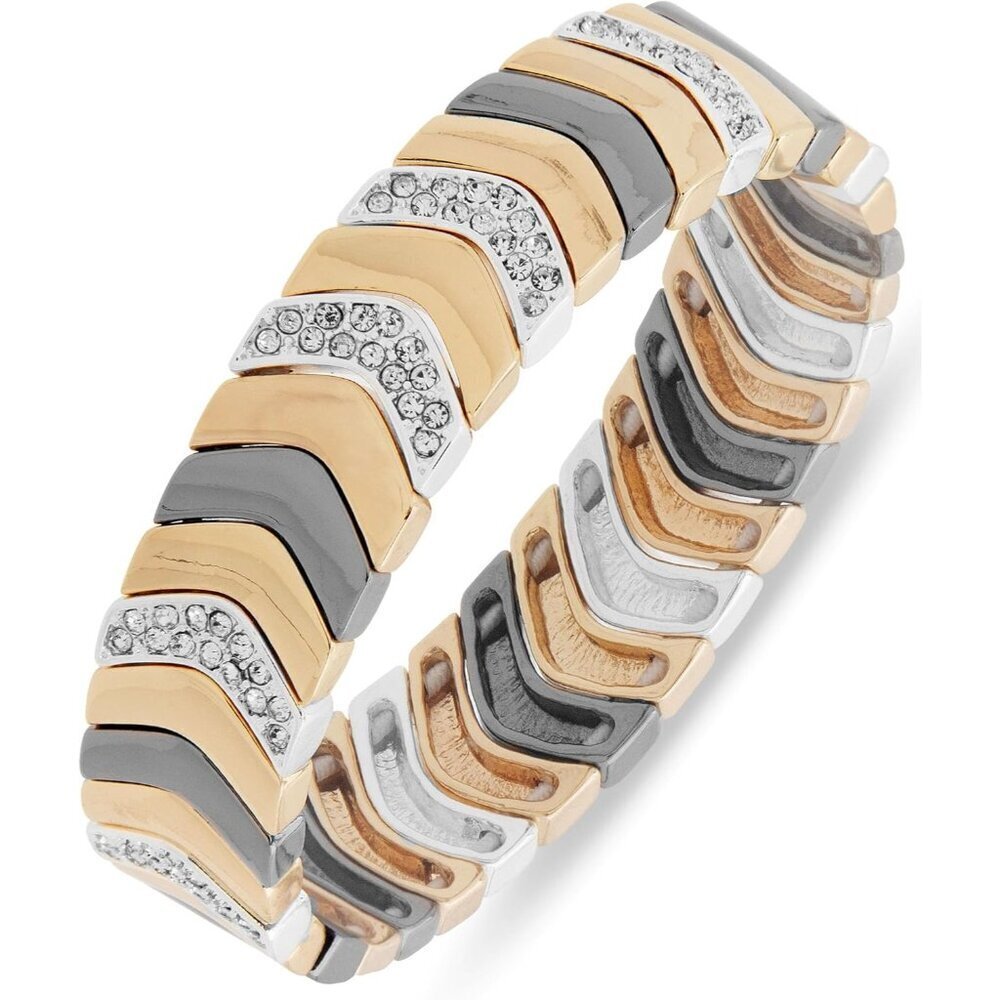 Women's Multicolor Scalloped Stretch Tri Tone Metal Bracelet